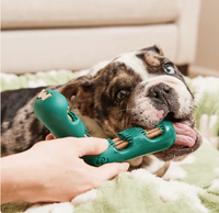 Woof Bite n' Brush Dental Refills packaging showing small-batch USA-made v-shaped dog treats for interactive dental toy system.
