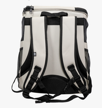 Travel Cat Fat Cat backpack shown from side angle displaying spacious interior compartment and ventilation mesh panels.