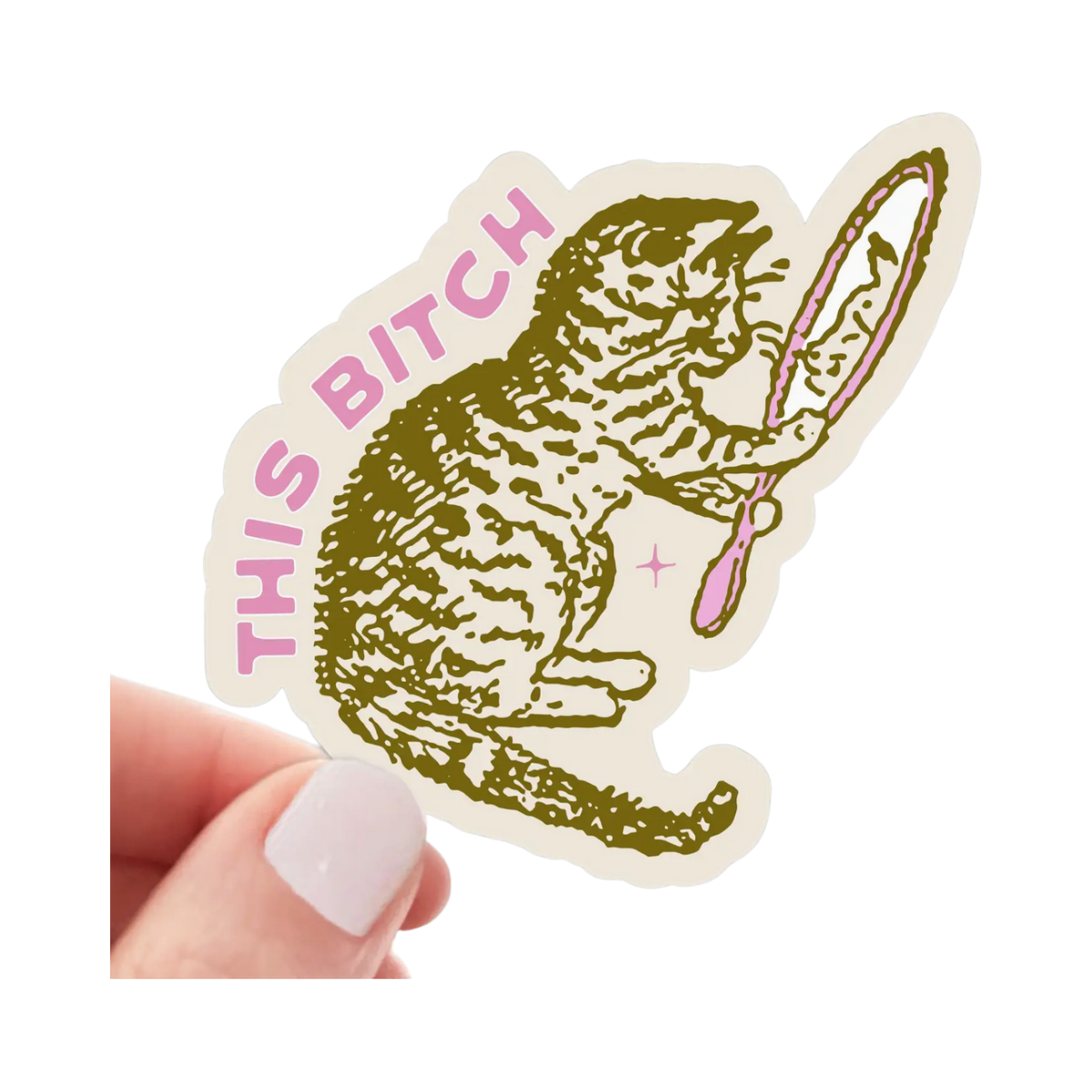 Yarnival This Bitch sticker featuring bold text design for humans and pet lovers.