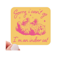 Yarnival Sorry I Can't Go I'm an Indoor Cat humor sticker featuring bold illustrated text design.