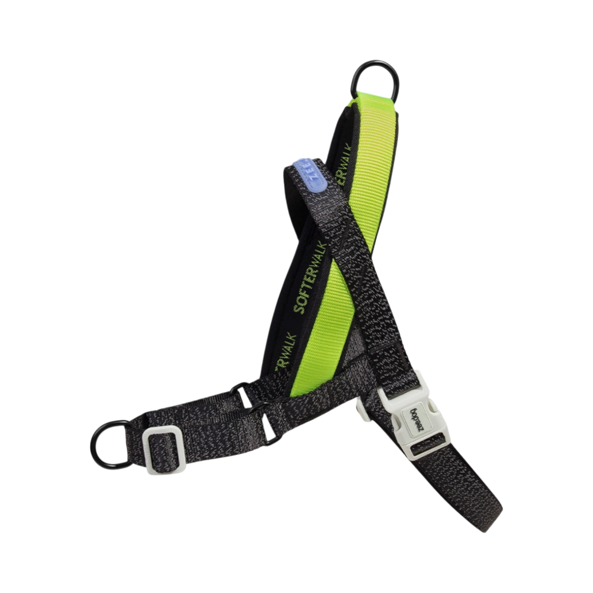 Zee.Dog SofterWalk Harness in NOX colorway, a sleek black no-pull dog walking harness.