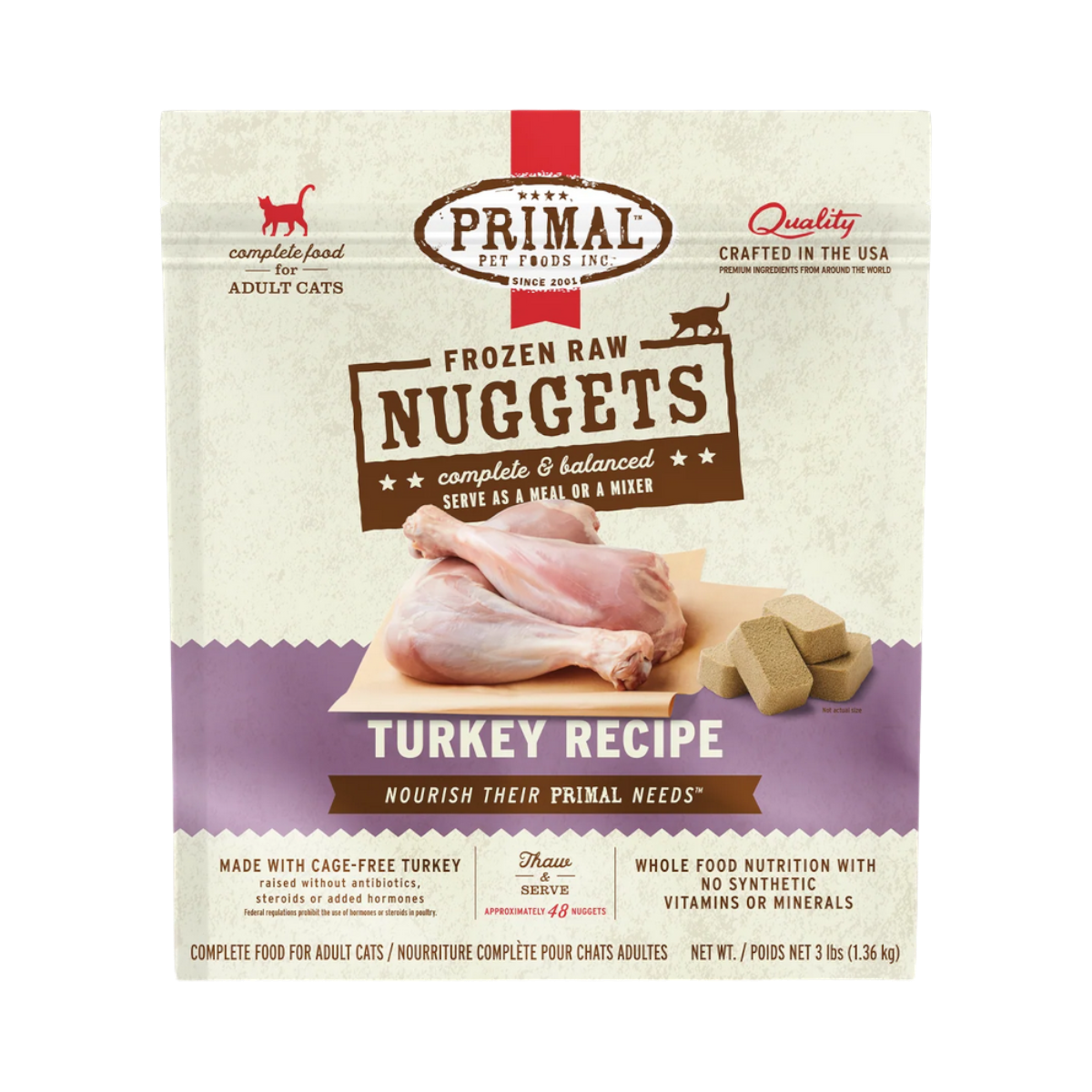 Primal | Feline Frozen Raw | Turkey 3lb