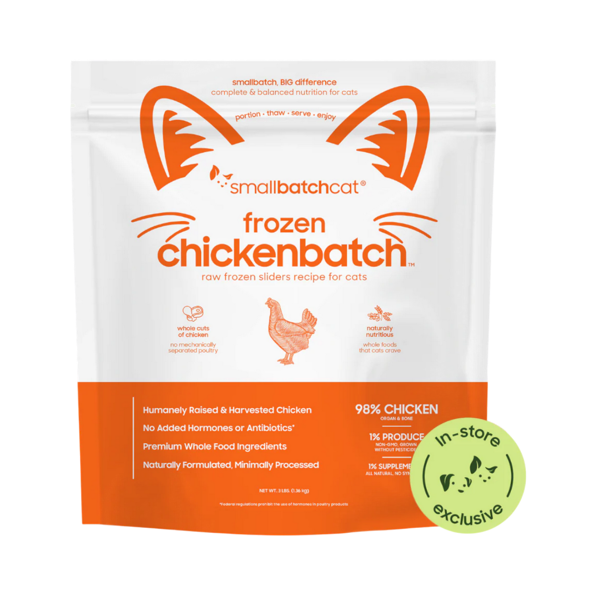 Small Batch Chicken Sliders cat food packaging, a primary product shot showing the front label.