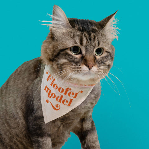 Chronicle Books Floofer Model bandana showing detailed flocked texture and double-sided cotton construction in vintage-inspired design.