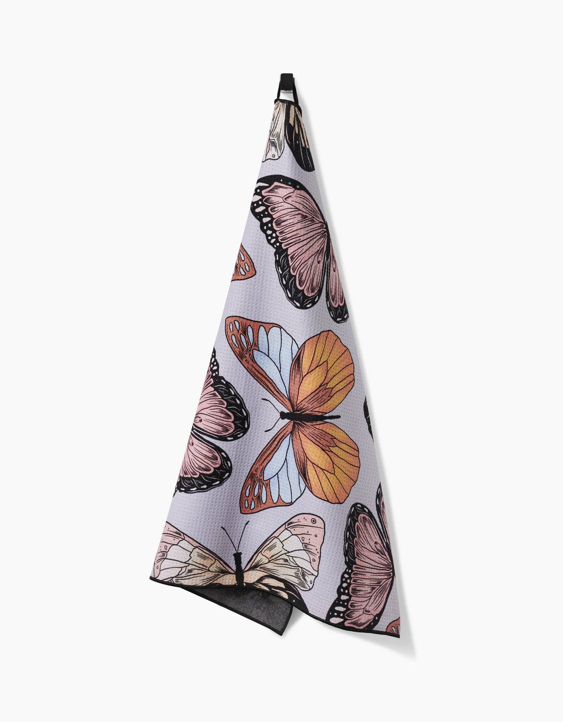 Geometry Cute Butterflies Dog Towel being used to dry a wet dog after bath time