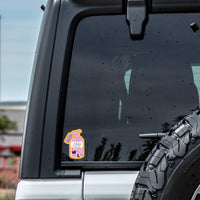 Juju and Moxie Anti-depressant sticker shown with size reference demonstrating compact vinyl decal dimensions.