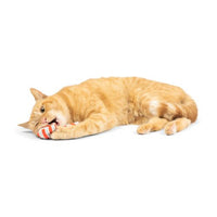 Huxley & Kent Candy Cane Nipper cat toy shown alongside packaging for size and detail reference.