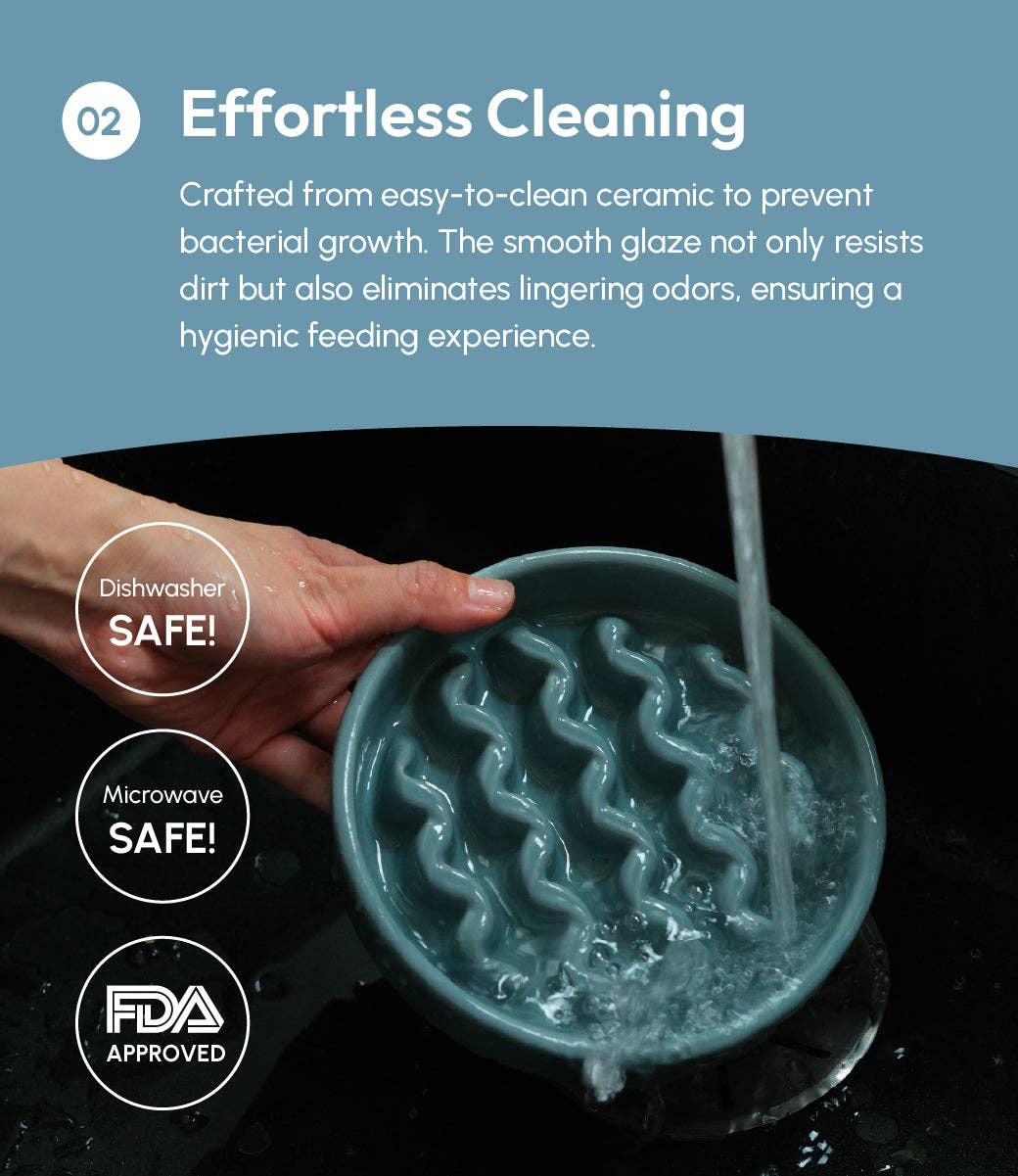 PEHOM Macaroni Slow Feeder bowl shown from an angle highlighting its textured maze-like feeding surface.
