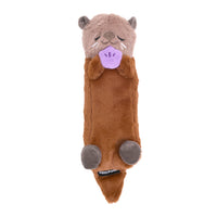 ZippyPaws Silent Squeak Otter plush dog toy shown from side angle displaying brown and cream coloring.