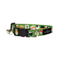 Lucy & Co. How I Roll Breakaway Cat Collar with safety buckle and colorful rolling pattern design.