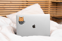 Yarnival Before Coffee I Hate Everyone vinyl sticker applied to laptop or water bottle surface