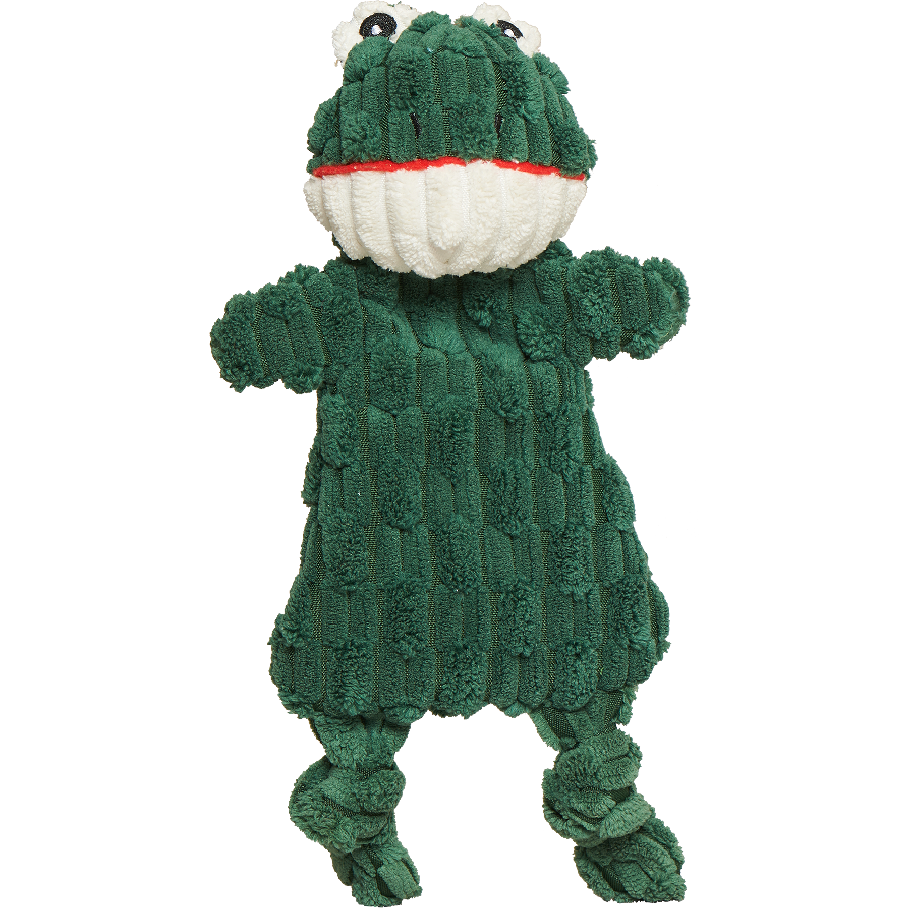 HuggleFlatties Pasture Pals 3-pack flat plush dog toys showing farm animal designs in detail view.