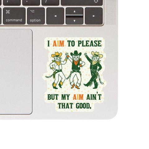 Juju and Moxie Aim to Please sticker showing detailed view of vinyl material and adhesive backing.