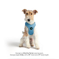 Gooby Escape Free Harness in soft pastel tones shown from a detailed angle highlighting its secure fit design.