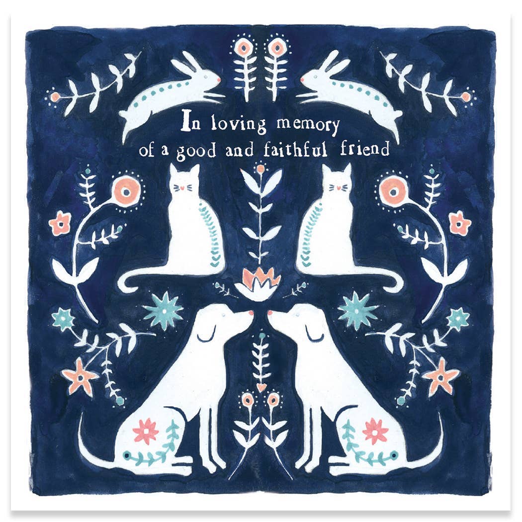 Calypso Cards Faithful Pet sympathy card in square format with delicate design for pet loss condolences.