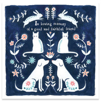 Calypso Cards Faithful Pet sympathy card in square format with delicate design for pet loss condolences.