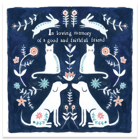 Calypso Cards Faithful Pet sympathy card in square format with delicate design for pet loss condolences.