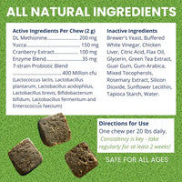 Under the Weather Nice Grass Soft Chew supplement container showing ingredient list and nutritional information panel.
