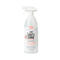 Skout's Honor Cat Urine & Odor Destroyer spray bottle with blue and white labeling against clean background
