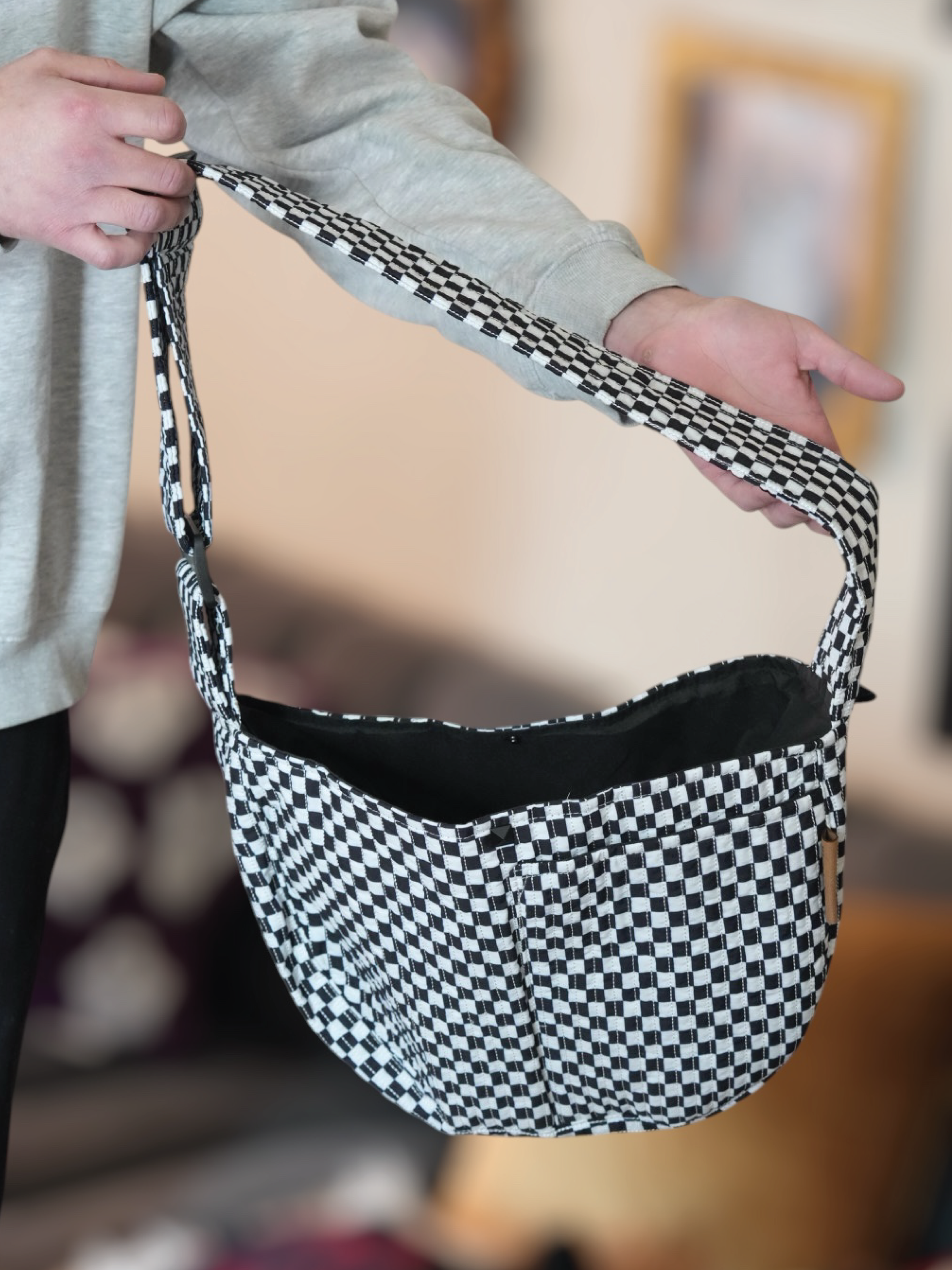 Pet Sling | Black & White Check