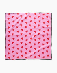 Geometry I Heart You Dog Towel in cream color with red heart pattern design displayed flat.