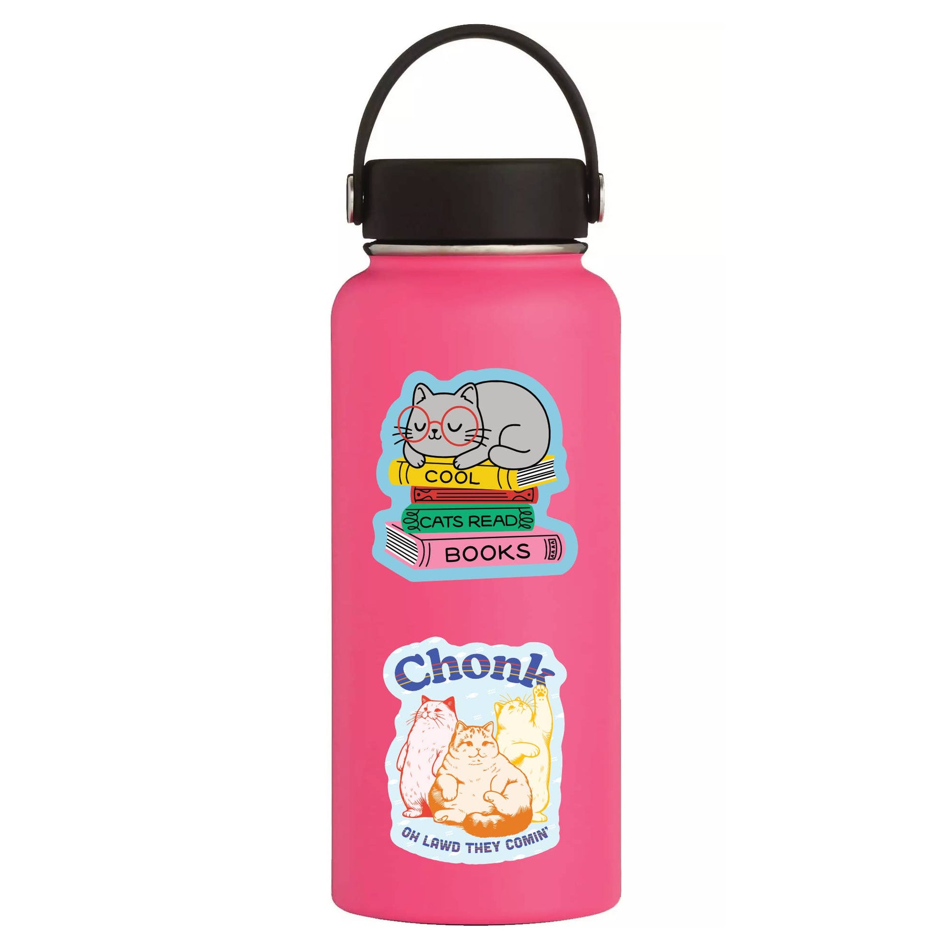 Juju and Moxie Chonk sticker applied to a laptop or water bottle showing real-world use.