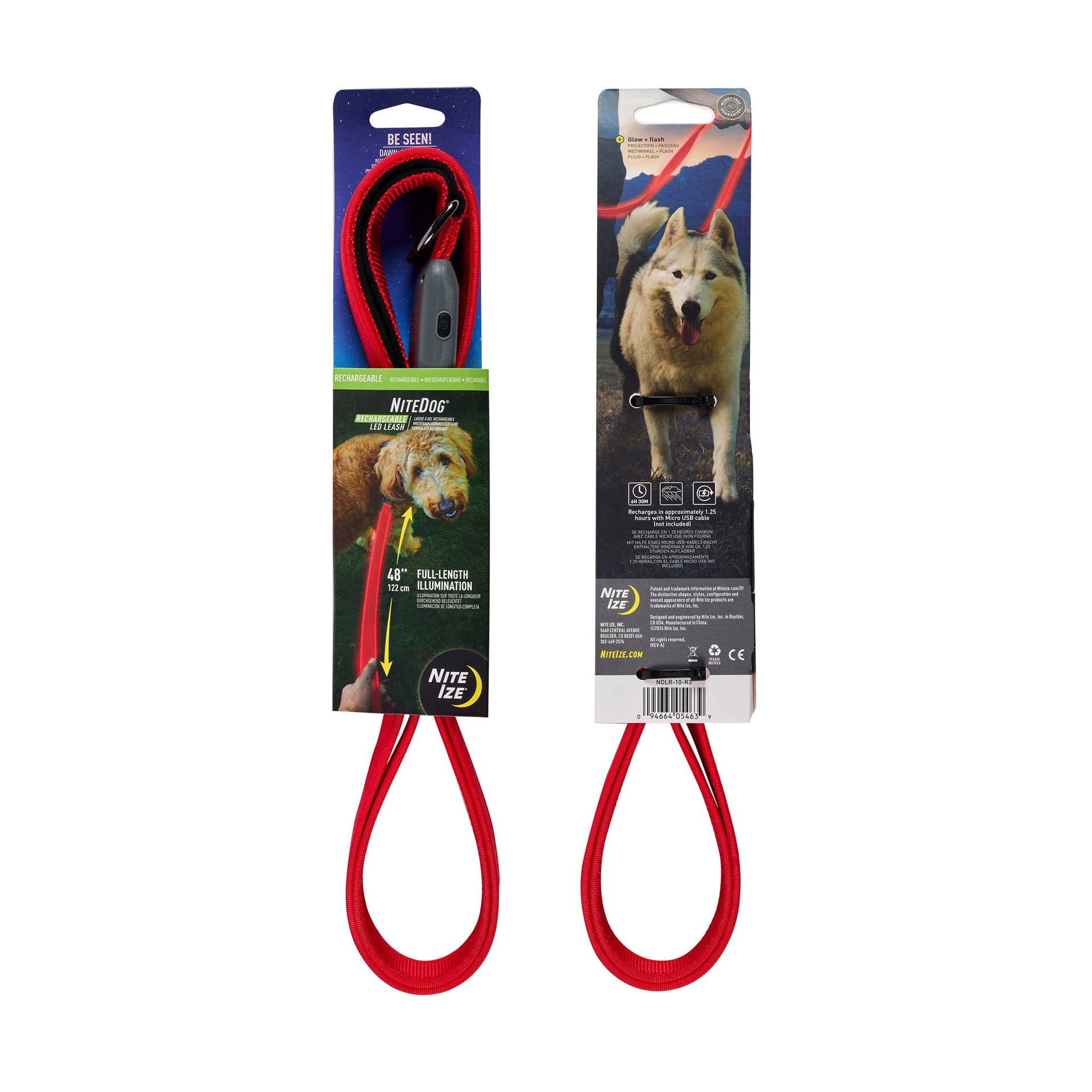 Pet Palette Distribution - Nite Ize NiteDog® Rechargeable LED Leash - Red/Red LED