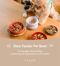 Pehom Wave slow feeder bowl shown from an alternate angle highlighting its textured wave pattern design.