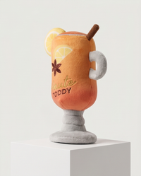 Haute Diggity Dog Haute Toddy holiday squeaker dog toy shown from an alternate angle highlighting festive details.