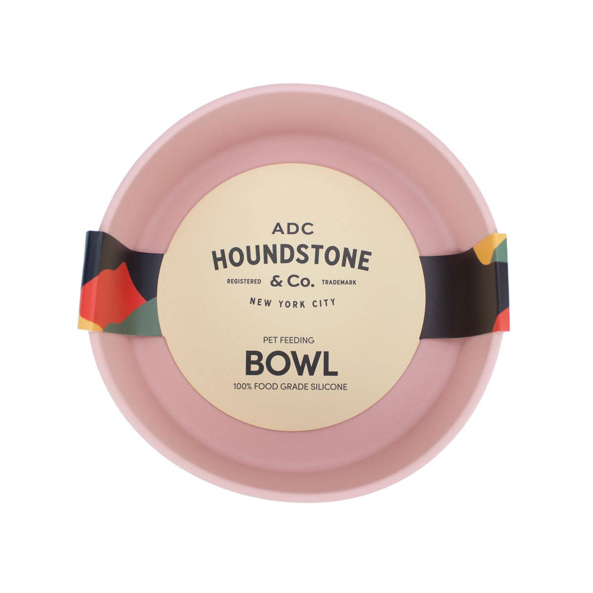 ADC Houndstone & Co. silicone dog bowl shown from above, highlighting its flexible, food-safe construction.