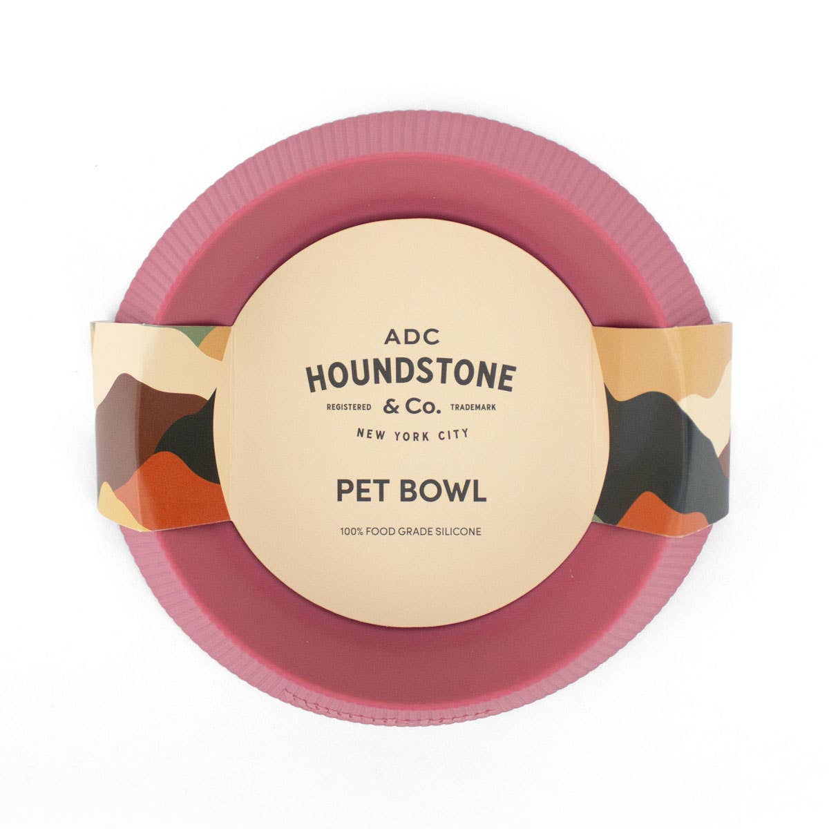 ADC Houndstone silicone cat and teacup dog bowl shown from an alternate angle highlighting its flexible material.