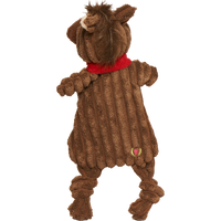 Dog Dish HuggleFlatties Barley Horse unstuffed corduroy dog toy with a red scarf and crinkle texture