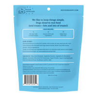Dog Dish Bocce Bakery Very Berry Froyo soft dog treat packaging back view with ingredient list and feeding guide