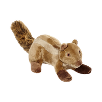 Dog Dish Fluff & Tuff Peanut the Chipmunk plush dog toy with durable reinforced seams and soft brown fur.