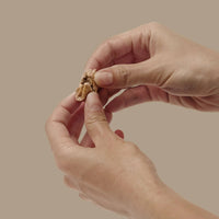 Dog Dish Max & Bella freeze-dried chicken heart held between fingers as a bite-sized, high-value pet training treat.