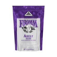 Dog Dish Fromm Classic Adult dry dog food 30lb bag featuring chicken and brown rice formula in purple packaging.