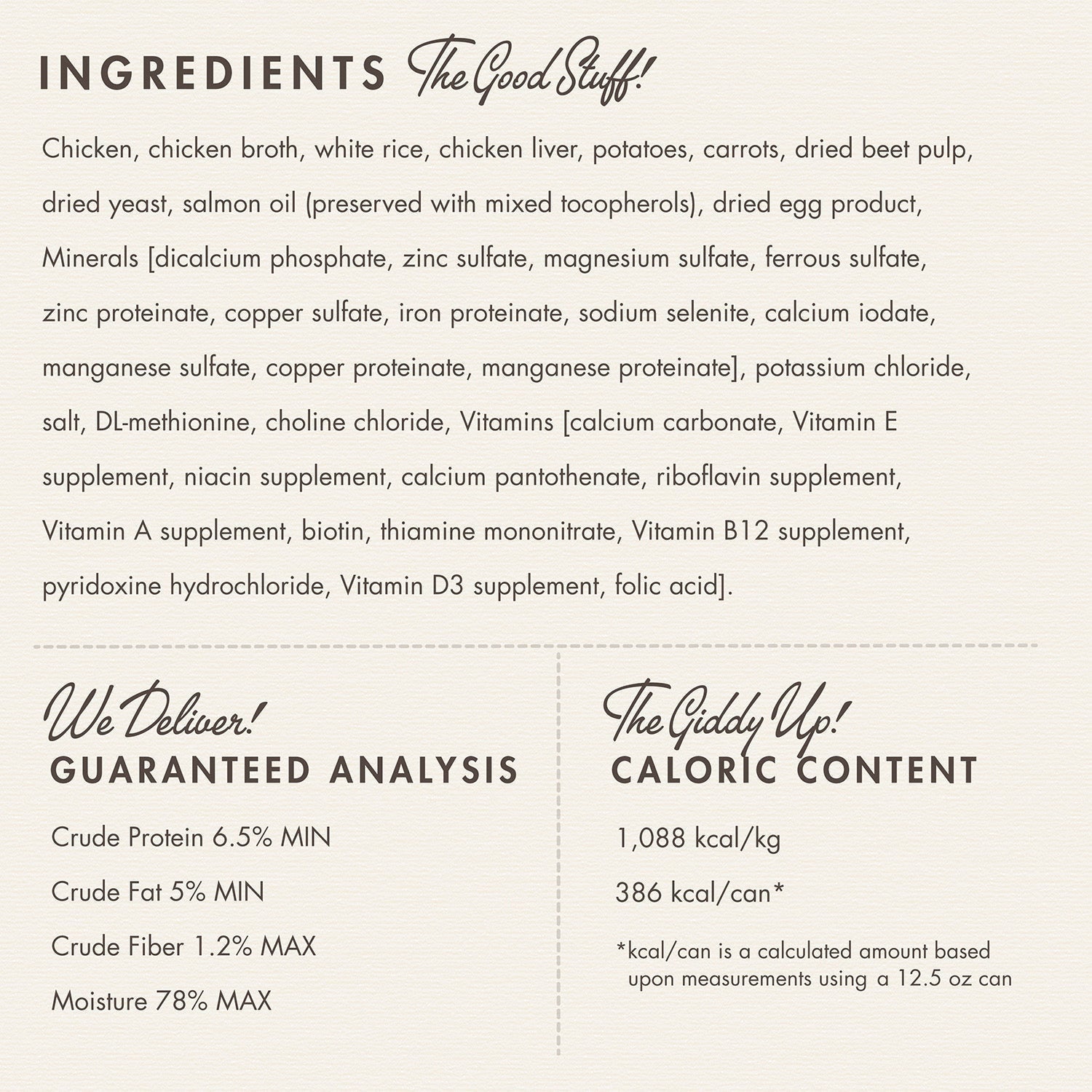 Dog Dish Fromm Classic Adult dog food ingredient list and guaranteed analysis label for 12.5oz can