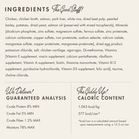 Dog Dish Fromm Classic Puppy wet food ingredient list and nutritional analysis on a white background