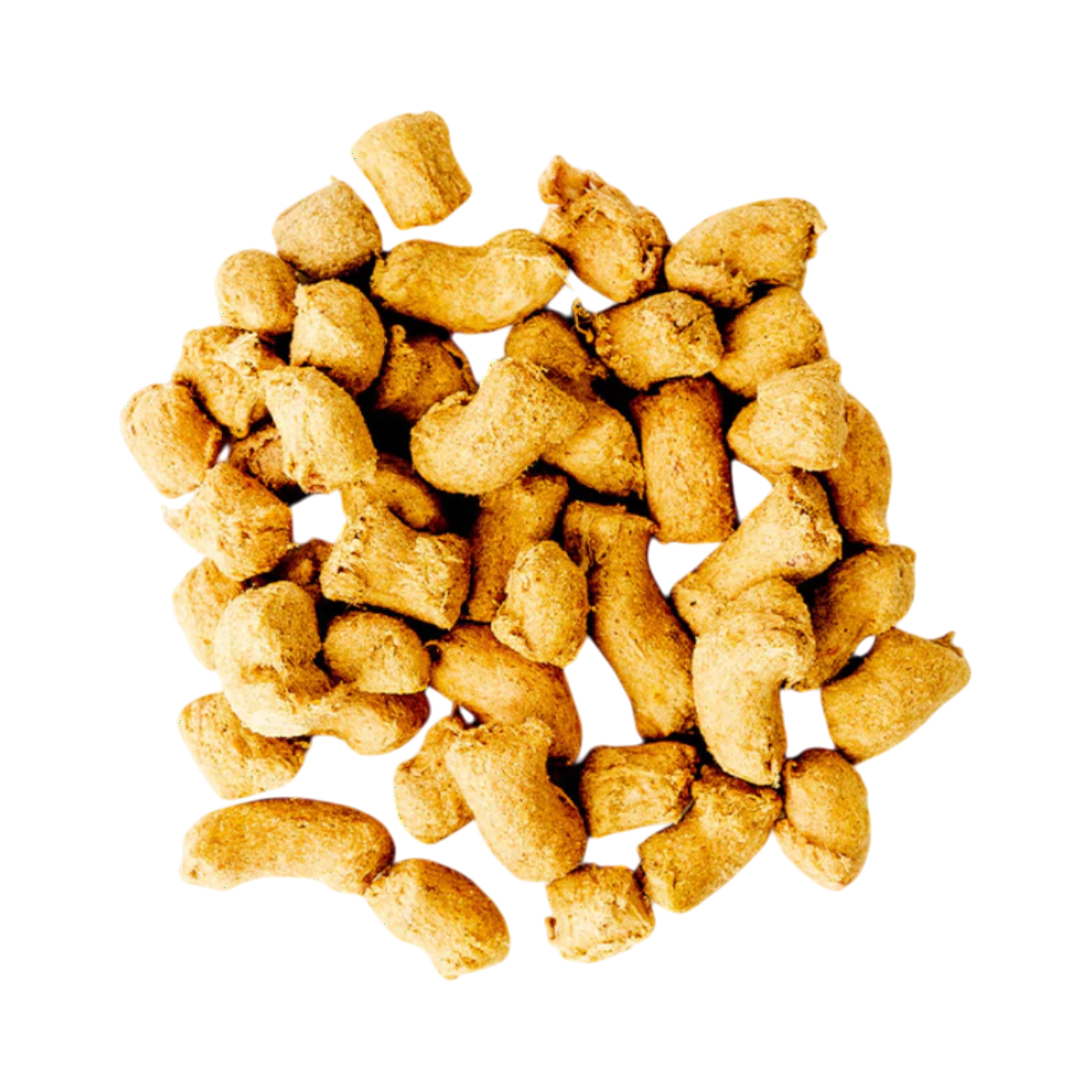 Dog Dish Green Juju freeze-dried duck and orange dog treat bites with a natural brown texture