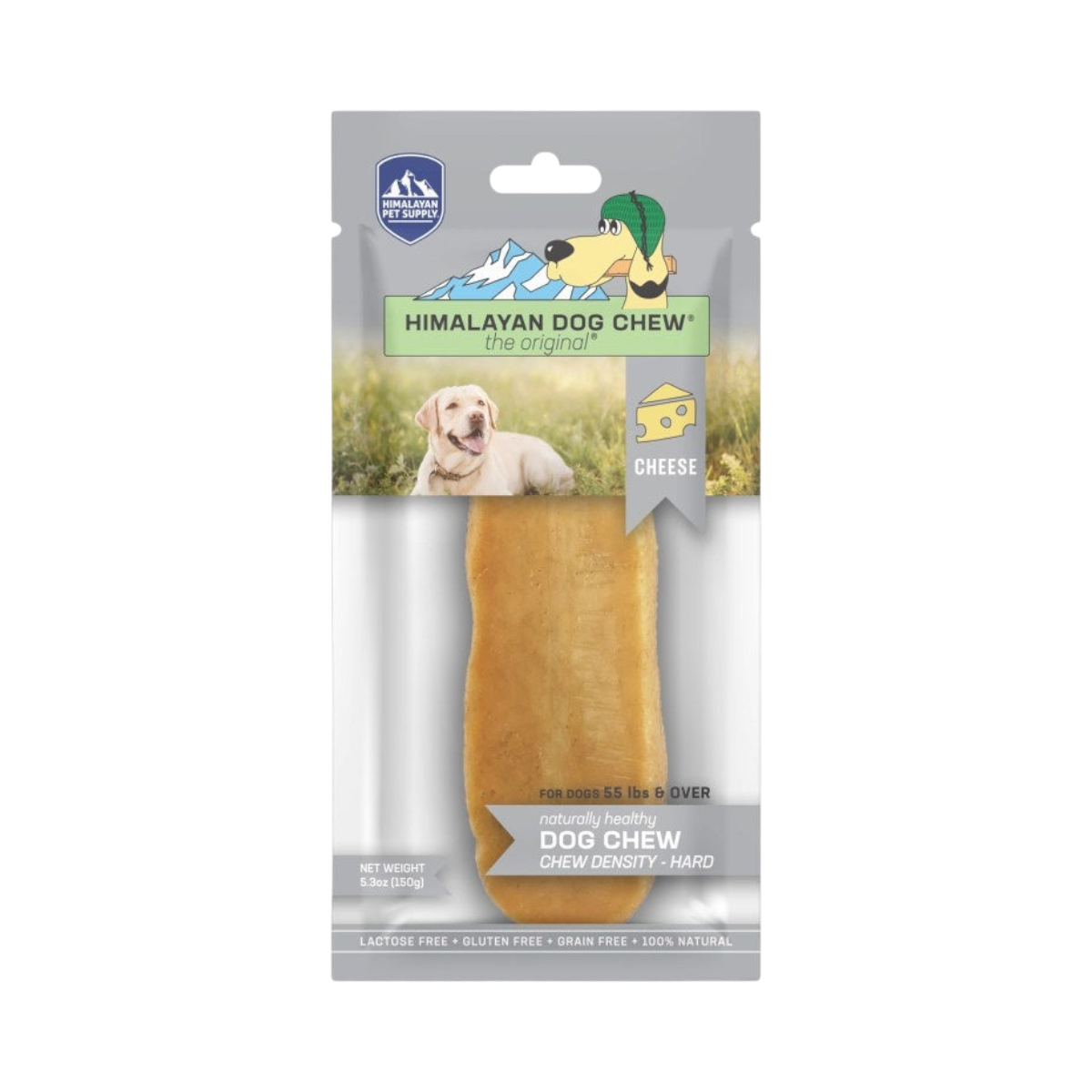 Dog Dish Himalayan Chew XL, a long-lasting, natural, lactose-free hard cheese dog treat in its original packaging.