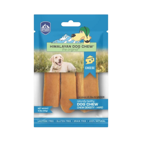 Dog Dish Himalayan Dog Chew small 3-pack of natural, long-lasting smoked yak and cow milk cheese chews for dogs.