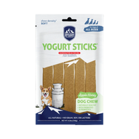 Dog Dish Himalayan Pet Supply soft yogurt sticks in apple honey flavor for dogs of all sizes in a 4.8oz pouch