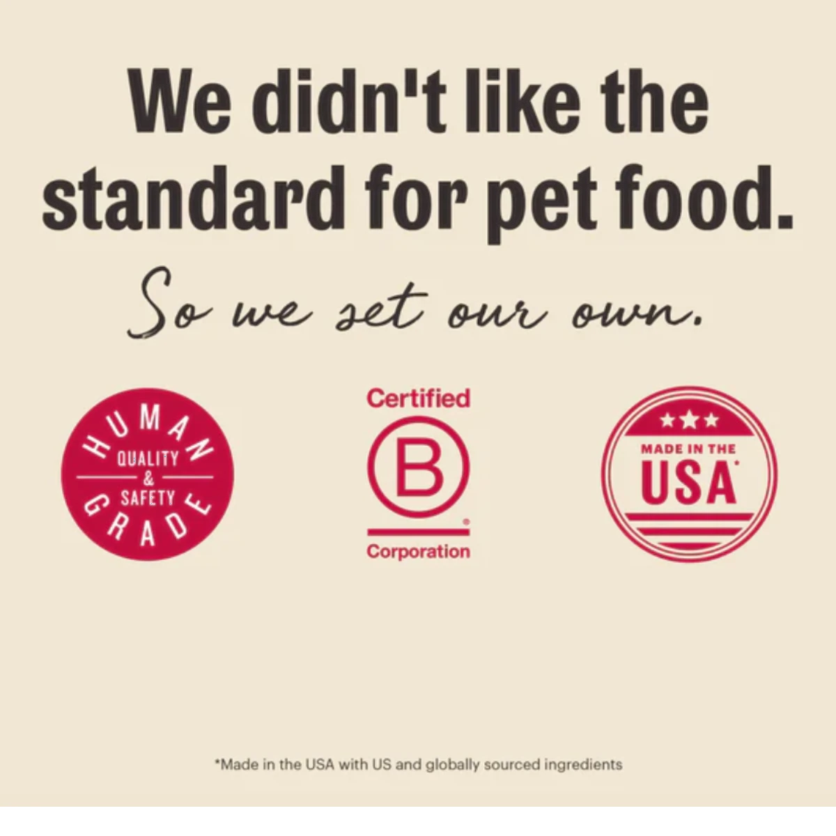 Dog Dish Honest Kitchen Gouda Cheese Bites product certification labels including Human Grade and Made in the USA