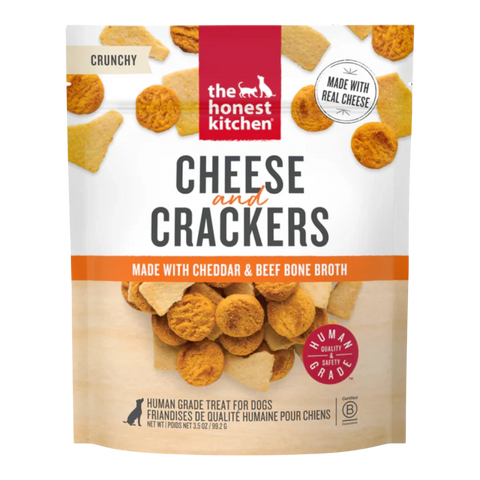 Dog Dish The Honest Kitchen Cheese & Crackers dog biscuits made with real cheddar cheese and beef bone broth.