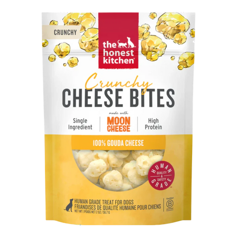 Dog Dish The Honest Kitchen crunchy gouda cheese dog treats in a 2oz pouch with human grade quality seal