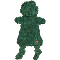 Dog Dish HuggleFlatties Hopper Frog unstuffed corduroy dog toy in green with textured fabric and squeaker