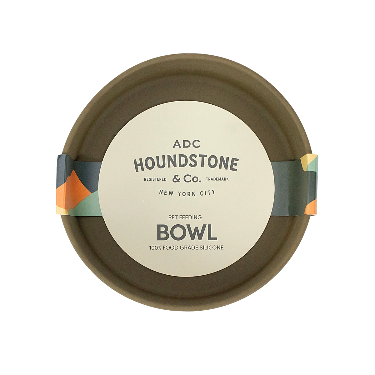 ADC Houndstone & Co. silicone dog bowl shown from an alternate angle highlighting its flexible, durable construction.