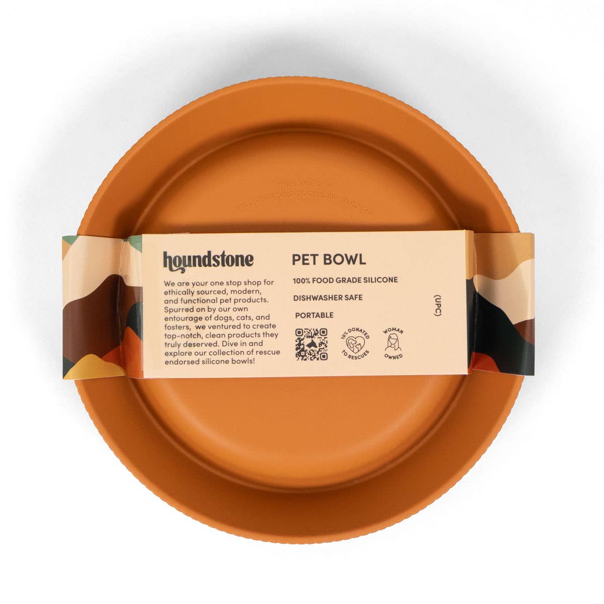 ADC Houndstone silicone cat and teacup dog bowl shown from an additional angle highlighting its flexible design.