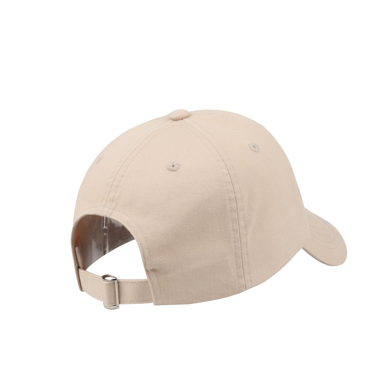 Dog Dish khaki cotton twill baseball cap with an adjustable metal strap back view