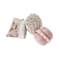 Dog Dish Lambwolf Cookie enrichment set featuring a plush madeleine and pink macaroon puzzle toy for small dogs.